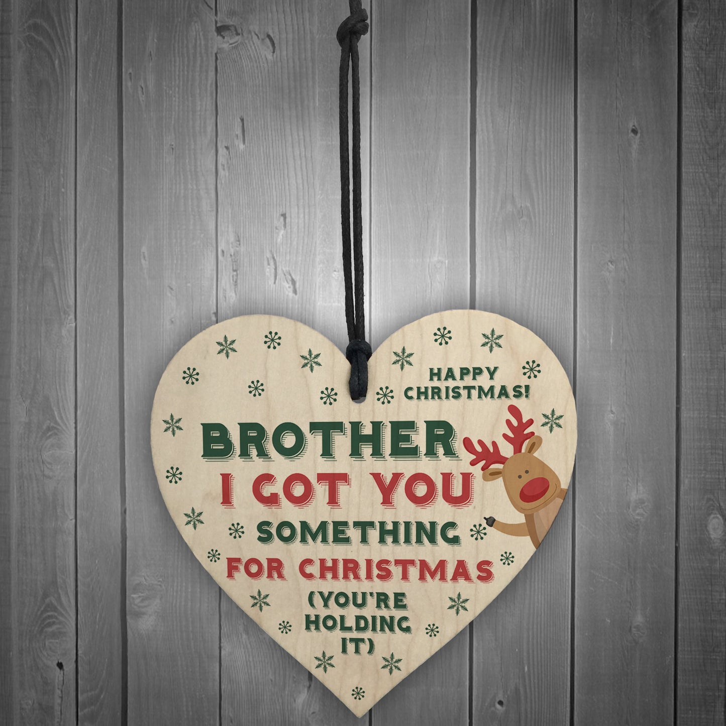 Funny Christmas Gift For Brother Wooden Heart Novelty Rude Gift