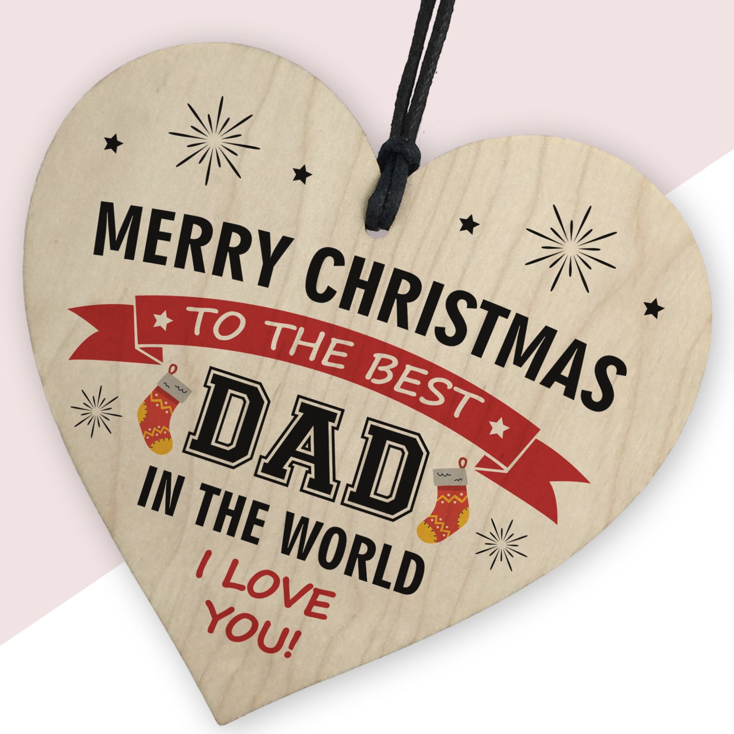 Dad Gift From Daughter Son Wooden Hanging Christmas Heart