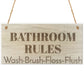 Bathroom Rules Wooden Hanging Plaque