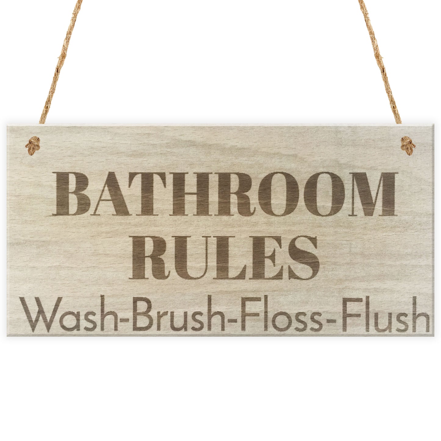 Bathroom Rules Wooden Hanging Plaque