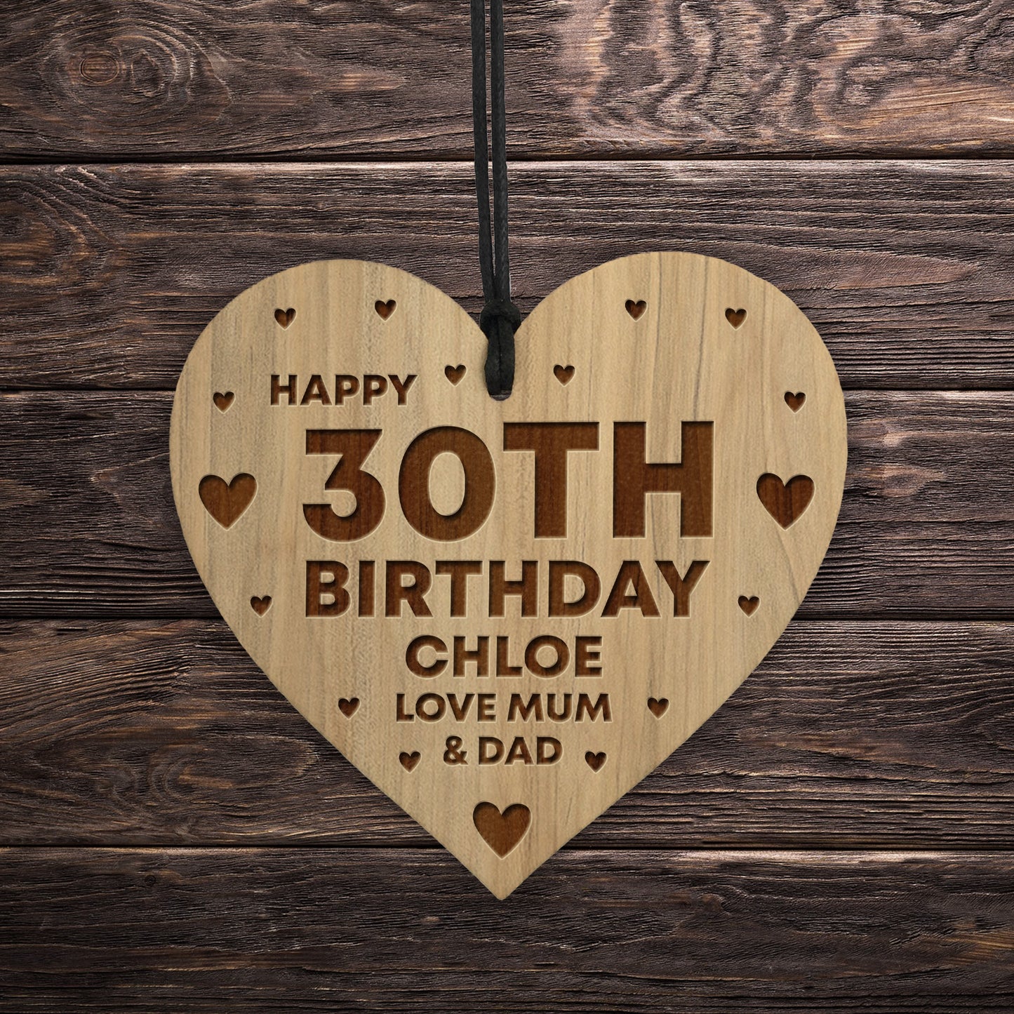 30th Birthday Gift For Daughter Wood Heart Personalised Friend