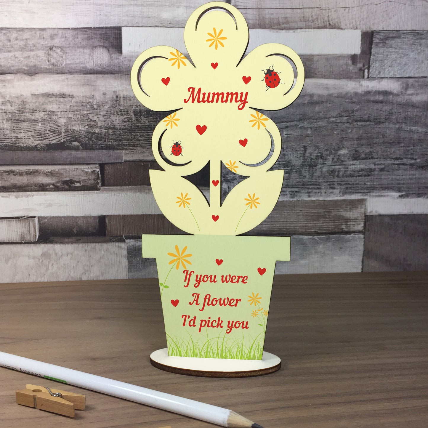 Cute Mothers Day Gift Mummy Plaque Wooden Flower Gift For Mummy