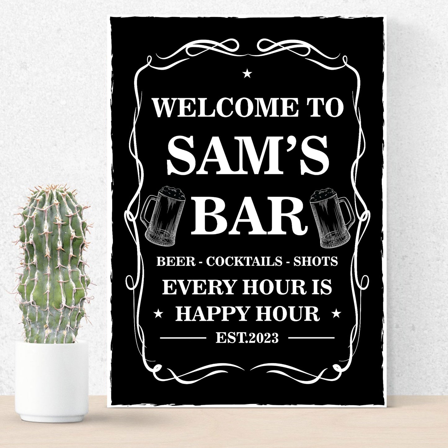 Home Bar Sign Personalised Shabby Chic Bar Sign For Man Cave