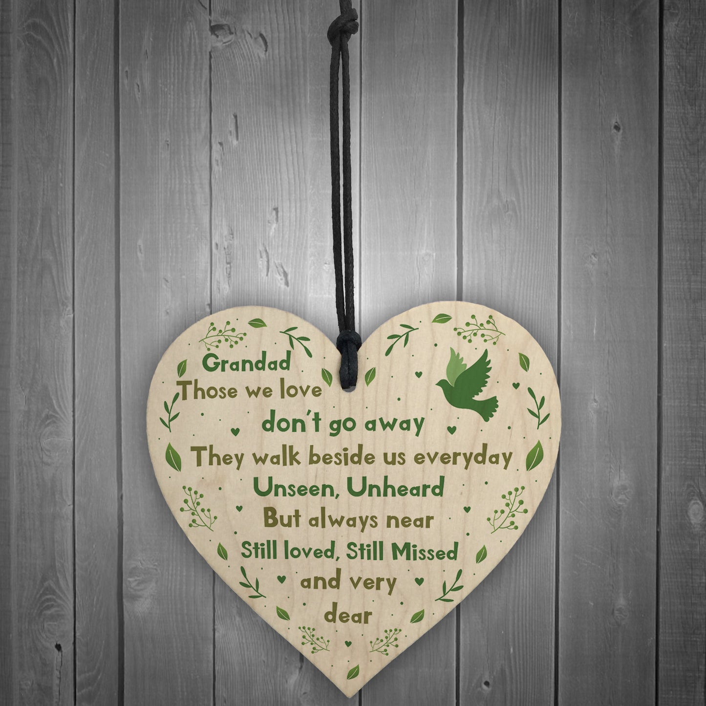 Grandad Christmas Memorial Decoration Wood Heart Memorial Sign