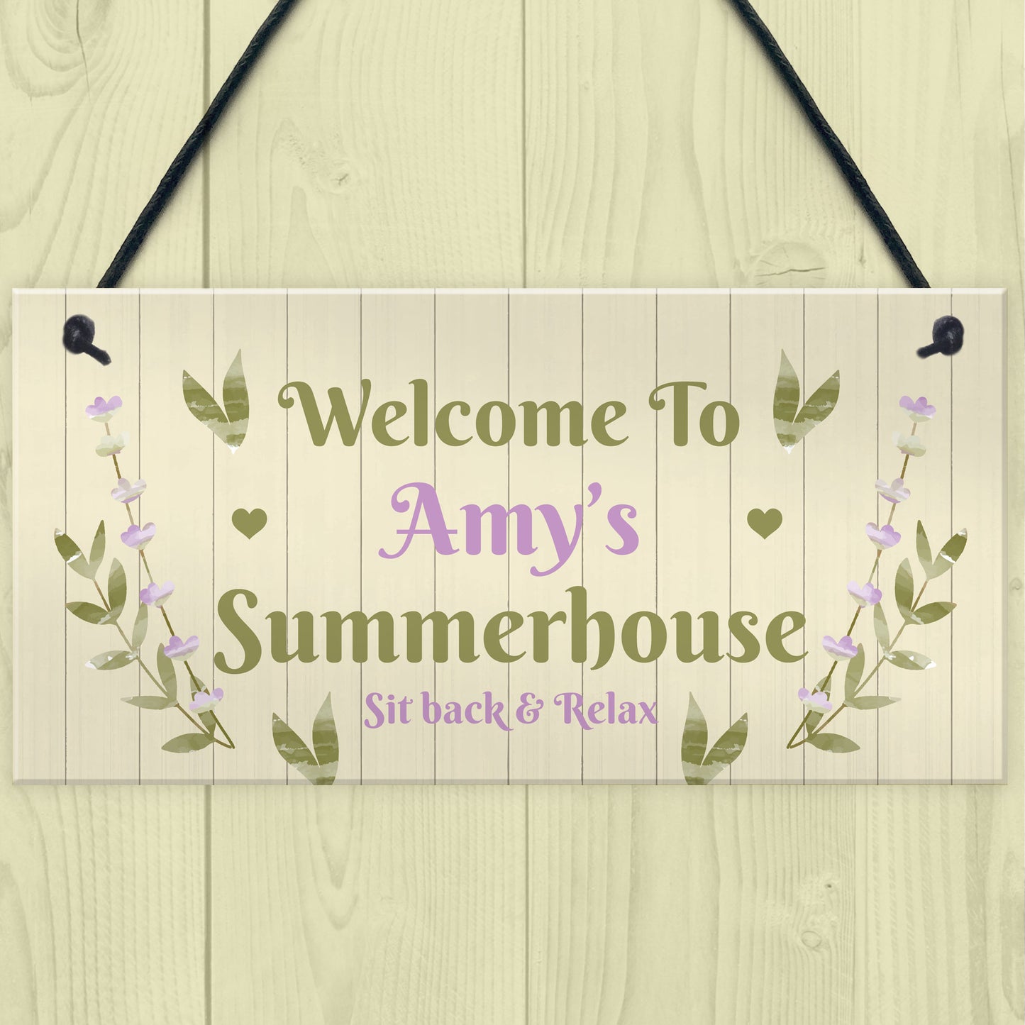 Summerhouse Decor Sign Personalised Hanging Wall Sign For Garden