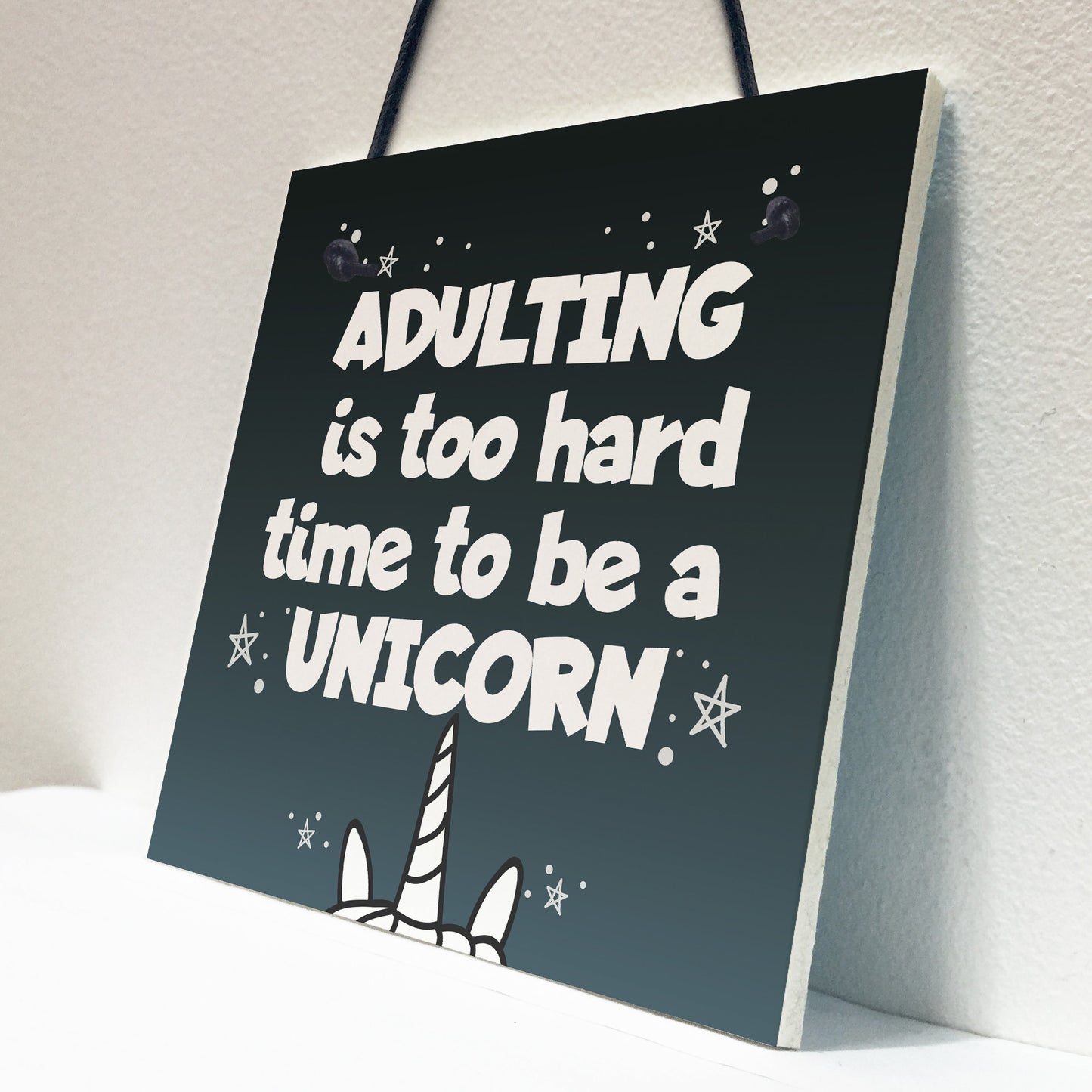 Adulting Is Too Hard - Unicorn Wall Bedroom Plaque Sign Funny