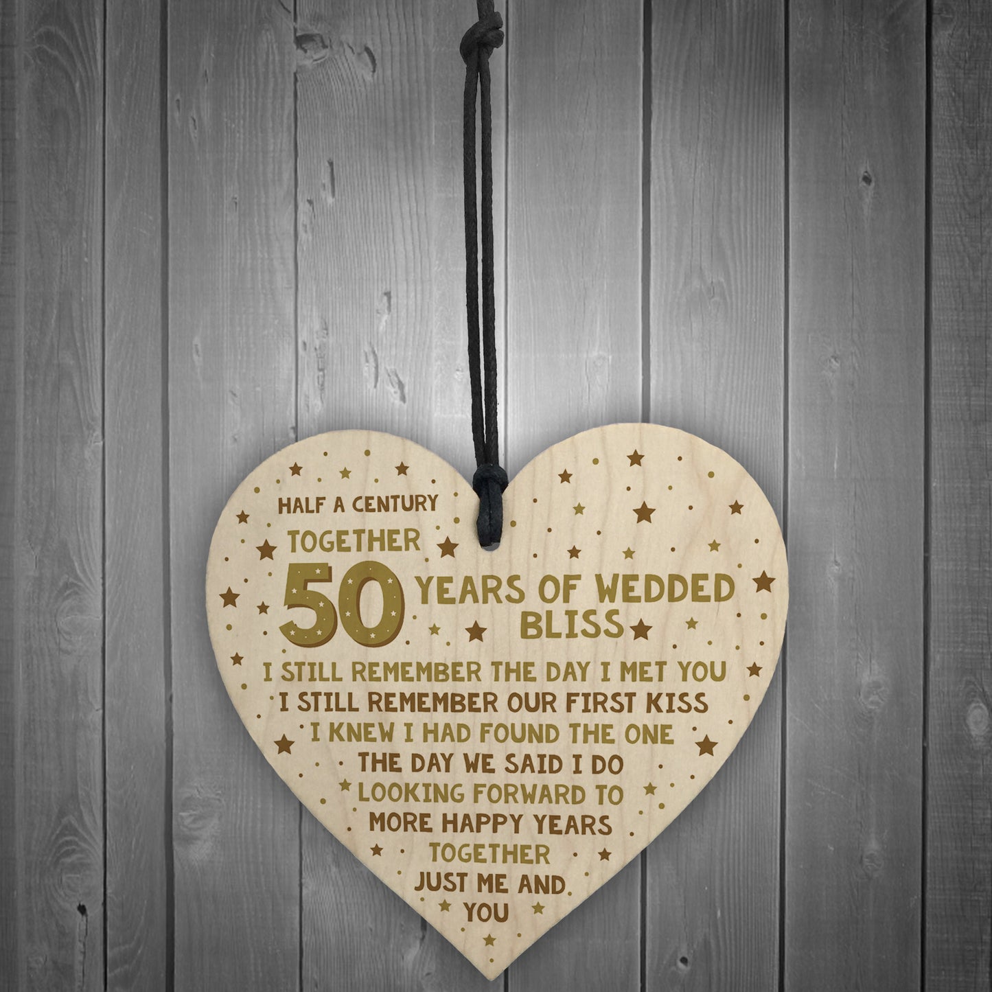 50th Wedding Anniversary Card Wood Heart Gift For Husband Wife