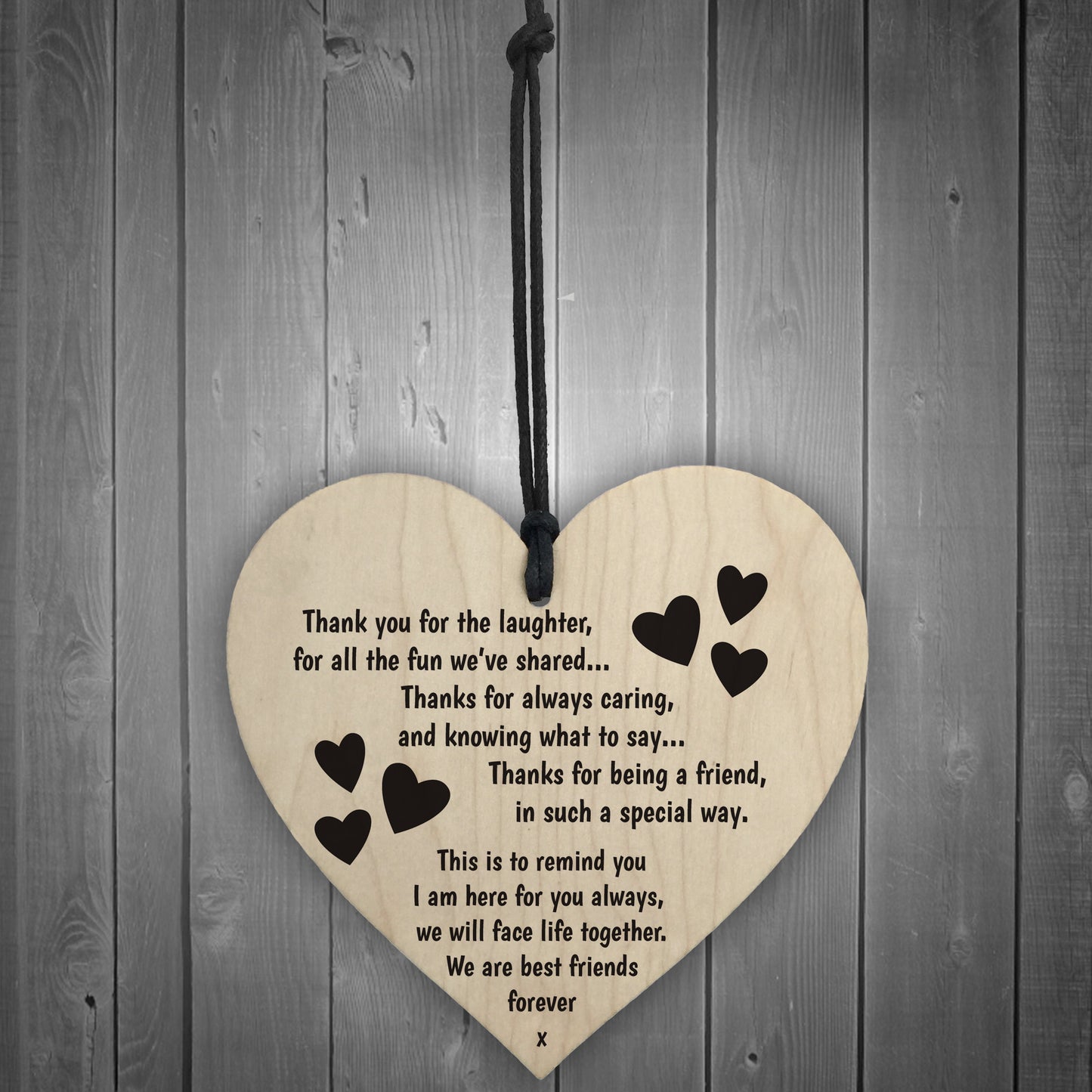 Best Friends Forever Wooden Hanging Heart Friendship Gift