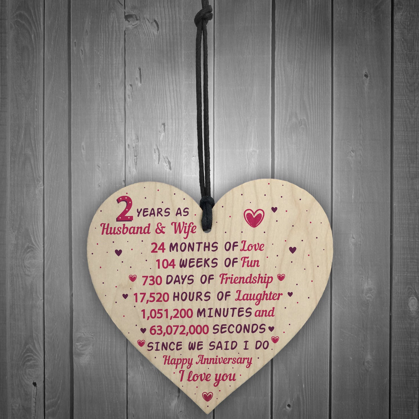 2nd Wedding Anniversary Gift Wooden Heart Cotton Wedding Gift
