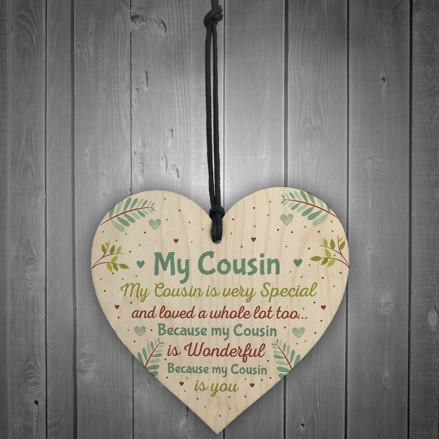 Gift For Cousin Birthday Xmas Gift Wood Heart Plaque Cousin Gift