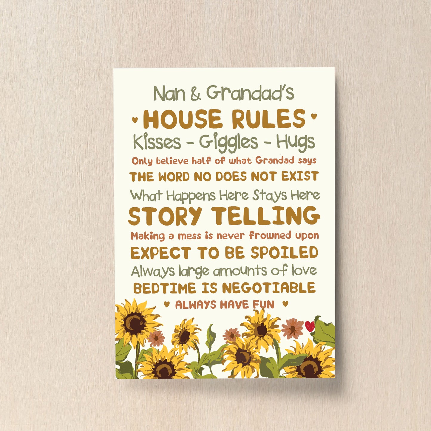 Nan And Grandad Gifts Wall Print Nan Grandad Birthday Christmas