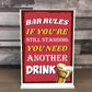 Funny Bar Rules Standing Sign For Bar Home Bar Pub Alcohol Sign