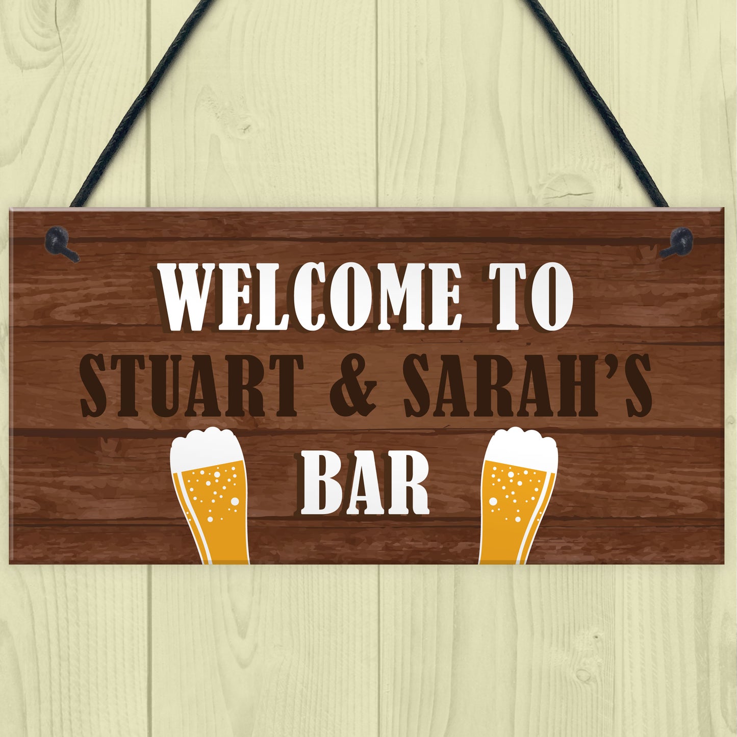 PERSONALISED Wooden Effect Bar Sign Hanging Man Cave Plaque