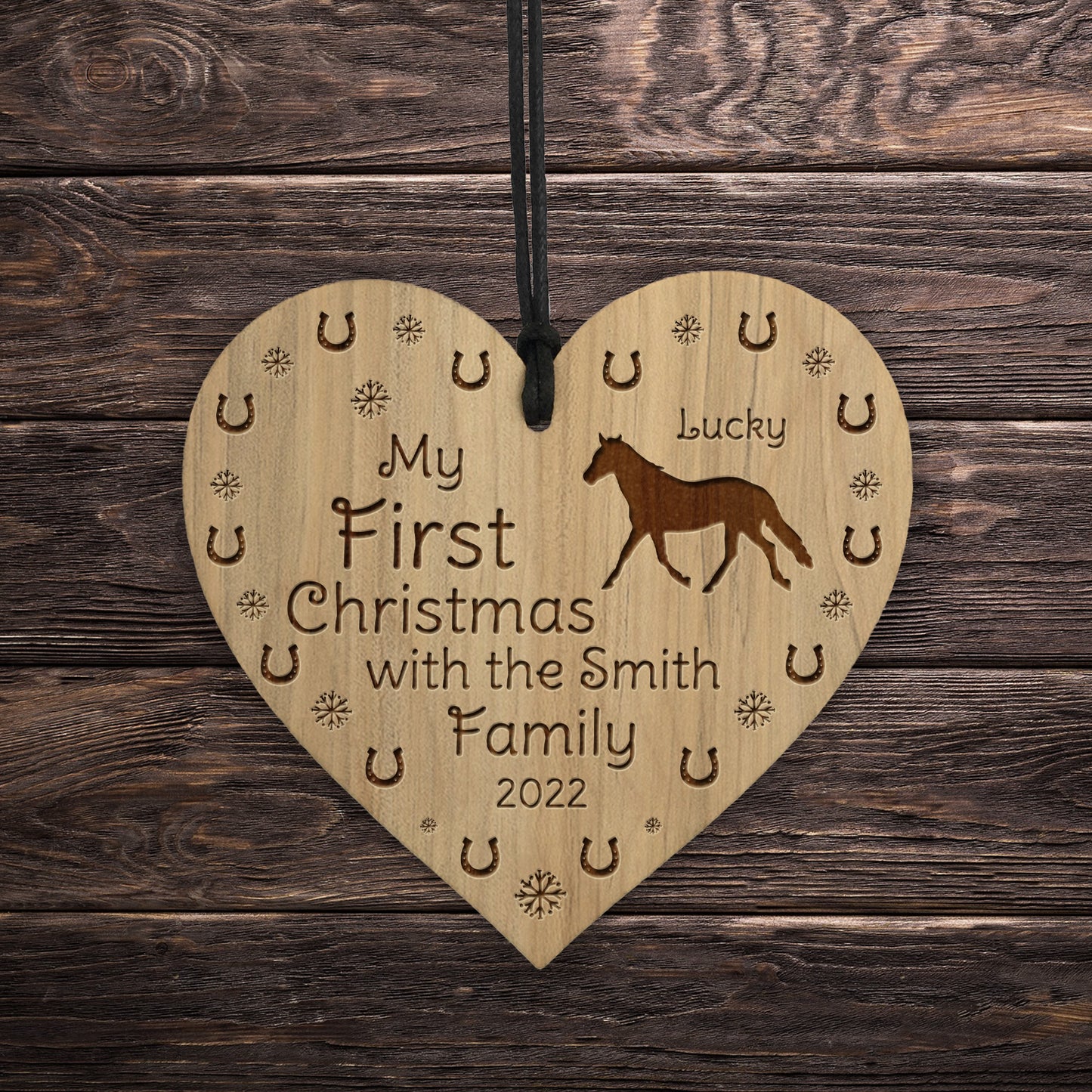 Horse Lover 1st Christmas Decoration Horse Pony Engraved Heart