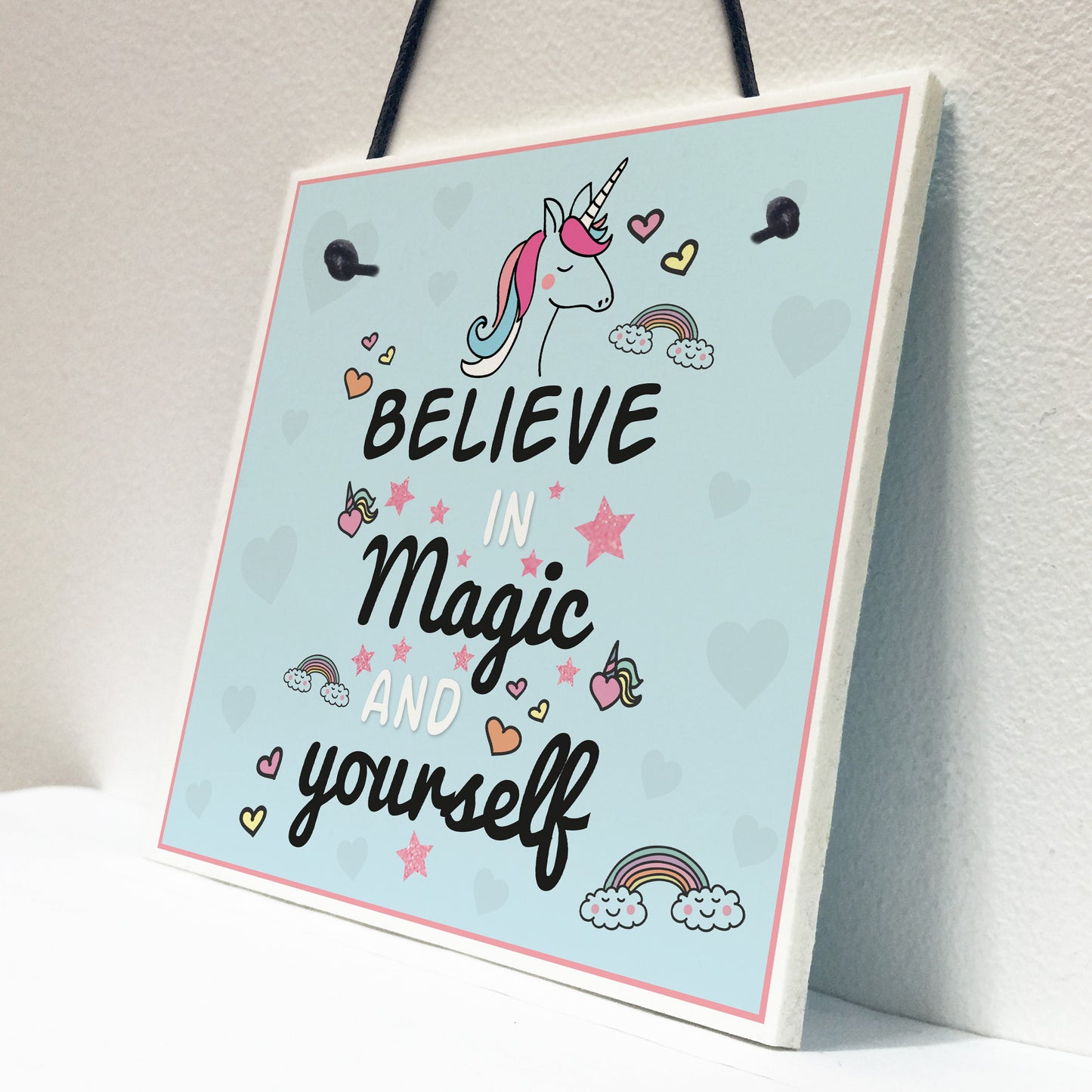 Believe In Magic and Yourself Unicorn Wall Plaque Sign