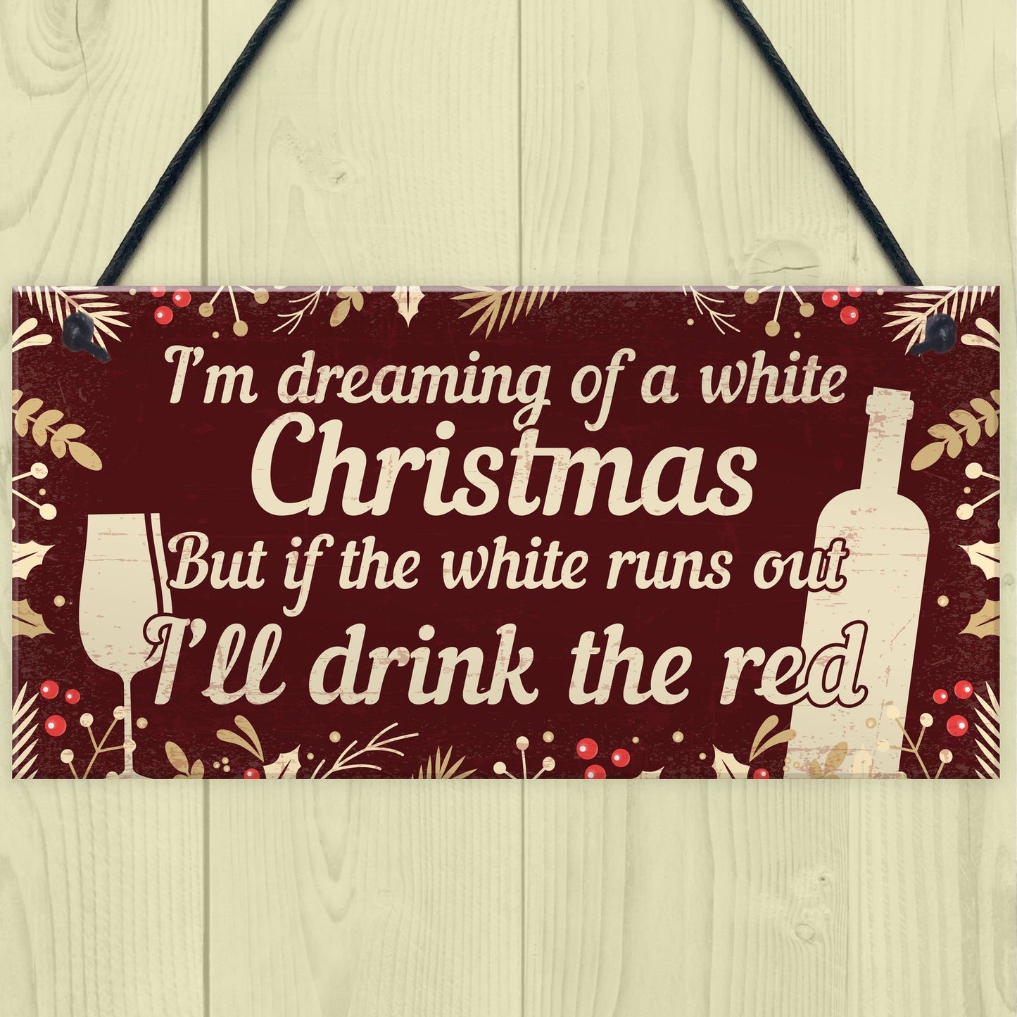 Funny Alcohol Sign Hanging Plaque Christmas Decoration Xmas Gift