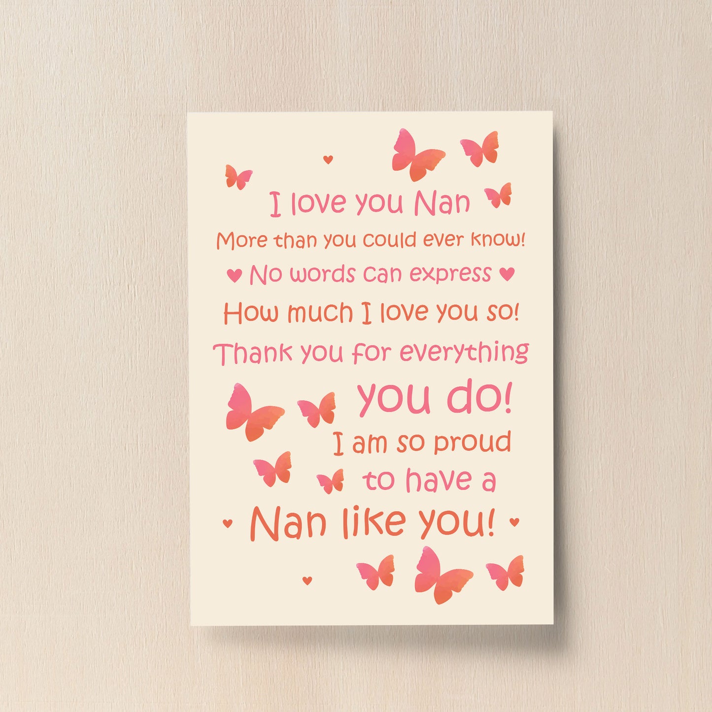 Nan Gift Home Plaque Grandparent Print Keepsake THANK YOU