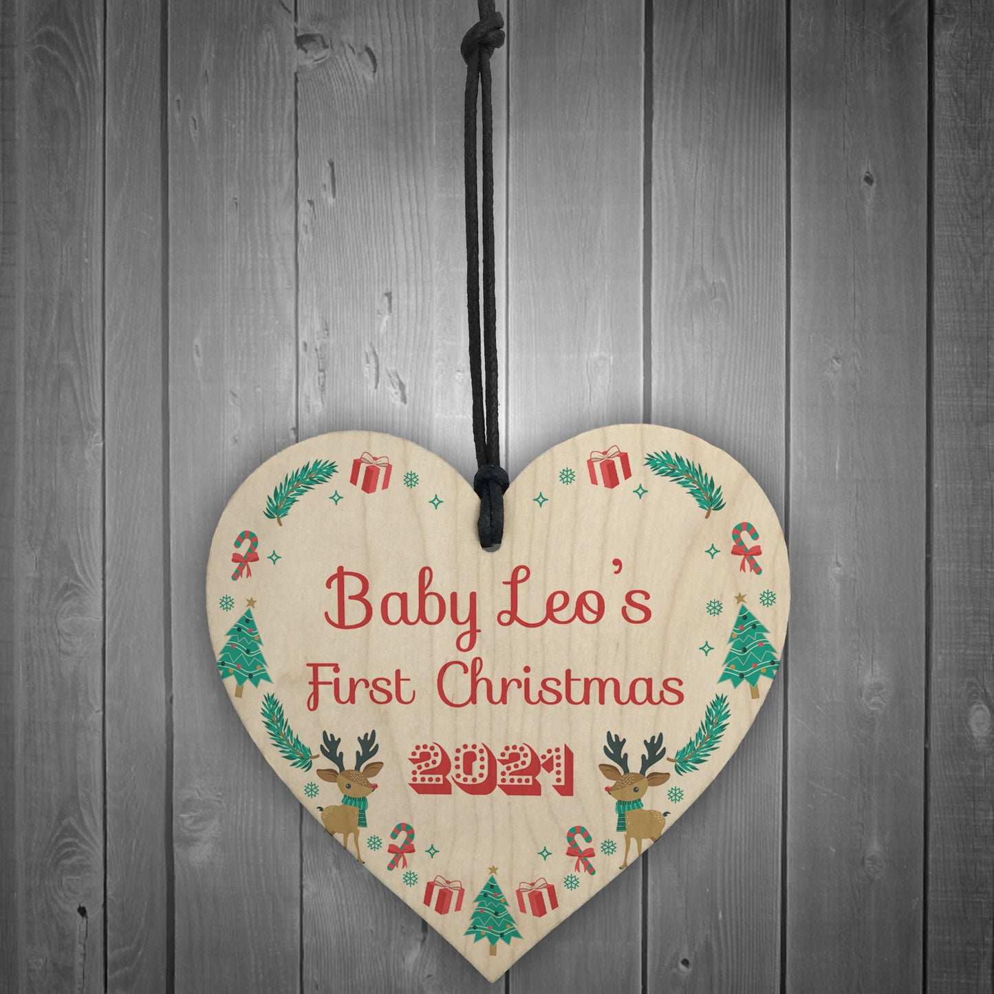 Babys 1st Christmas Bauble Tree Decoration Personalised Heart