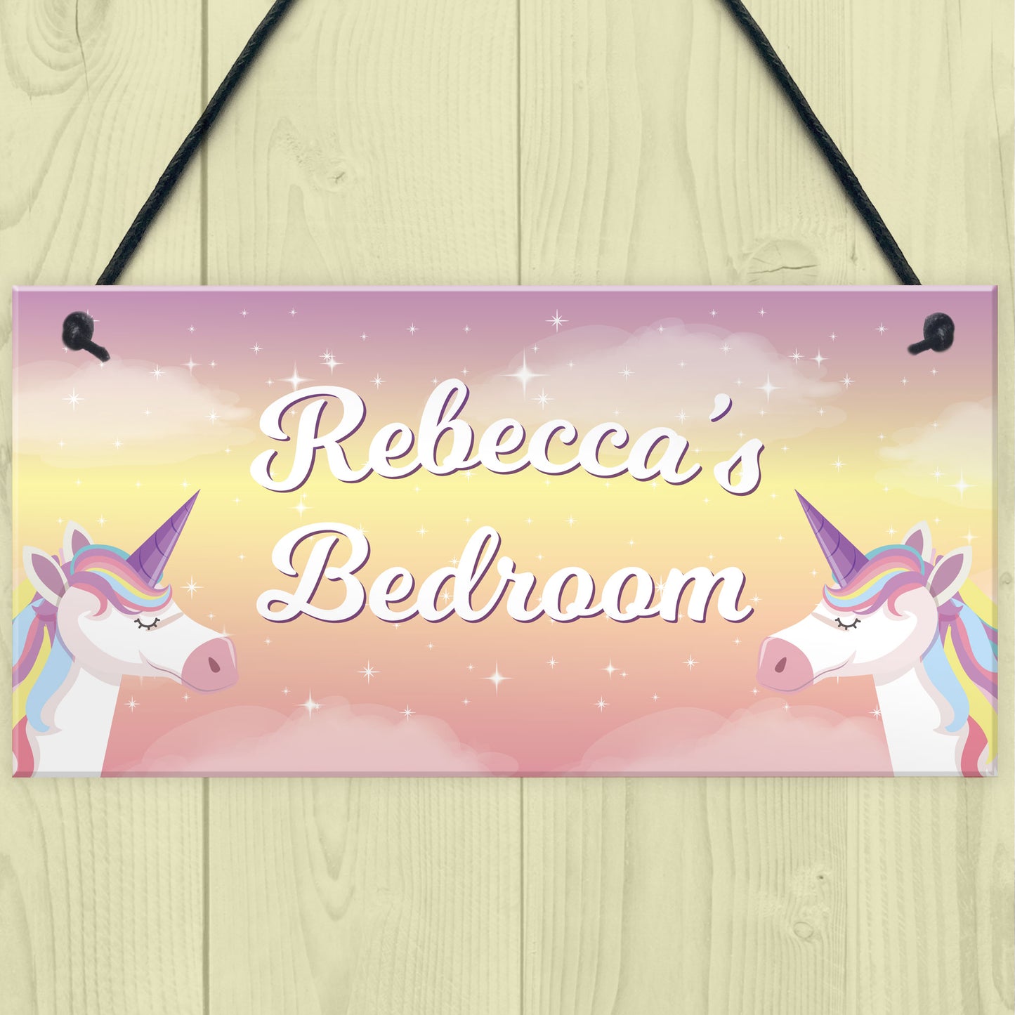 Personalised Colour Unicorn Door Name Plaque Girl Boy Bedroom