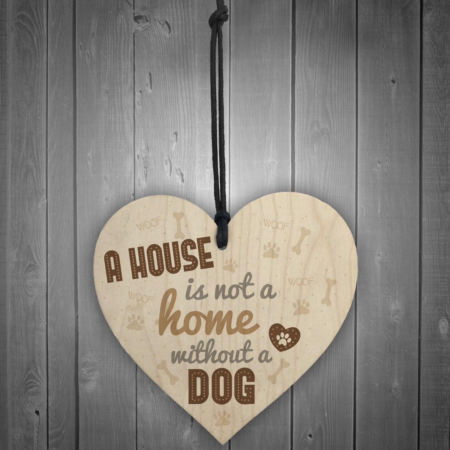 Home Without A Dog Wooden Heart Sign Gift for Dog Animal Lover