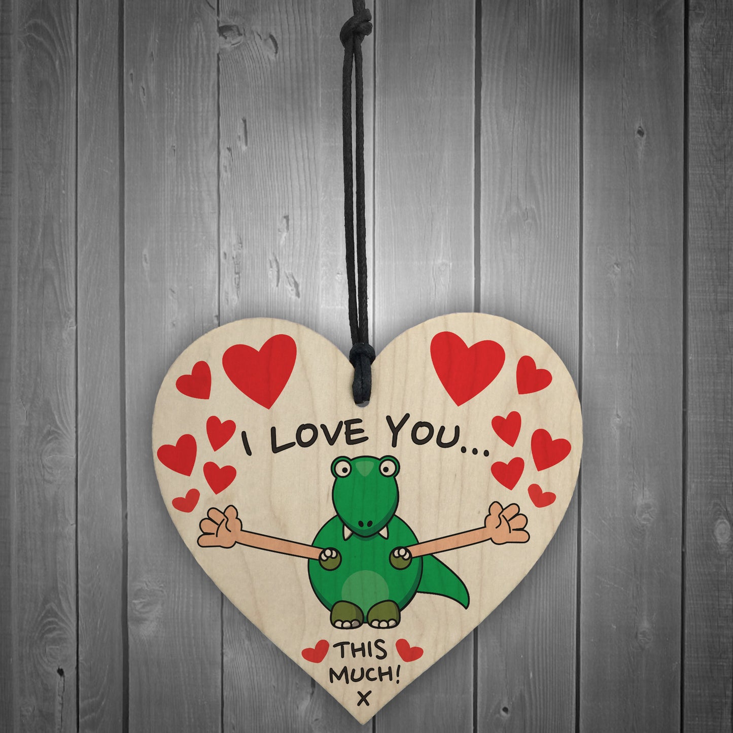 I Love You This Much Novelty Wooden Hanging Heart Plaque