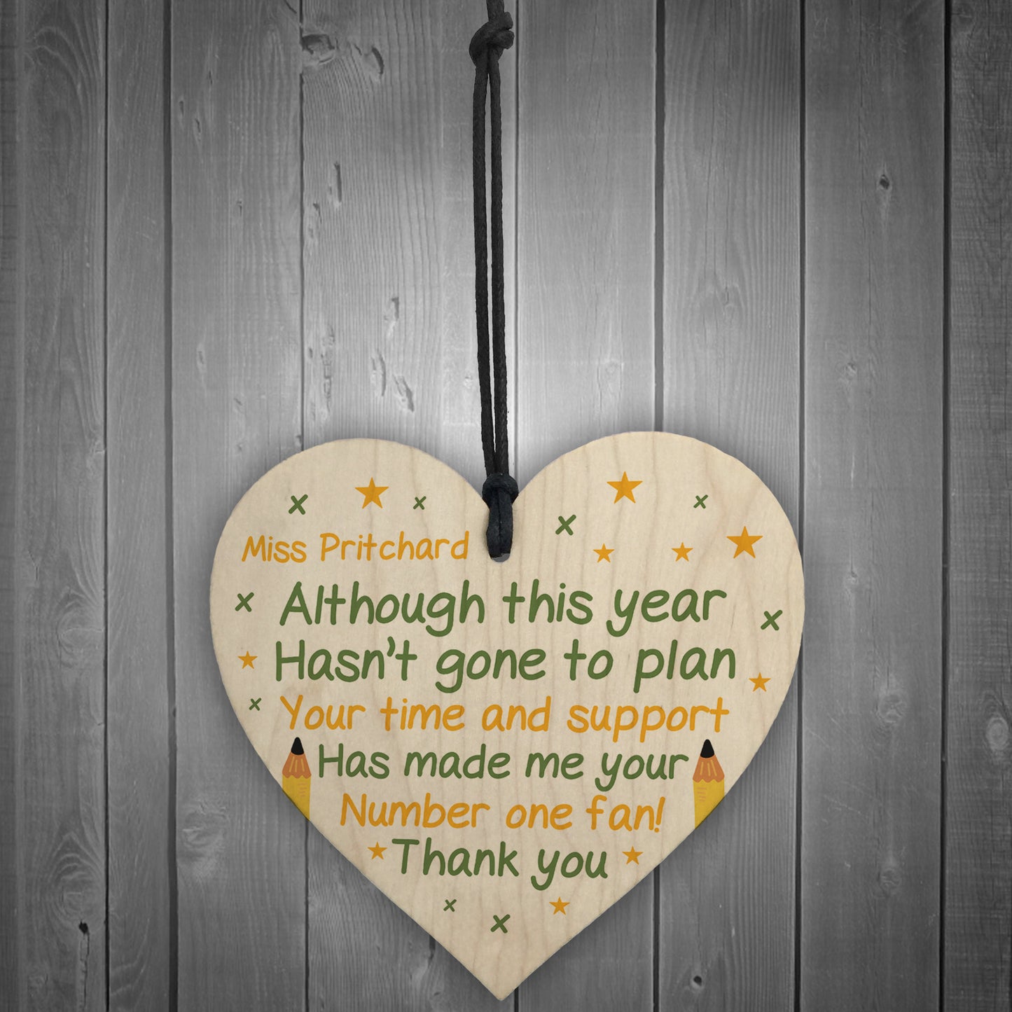 Personalised Wooden Heart Sign Thank You Gift For Teacher