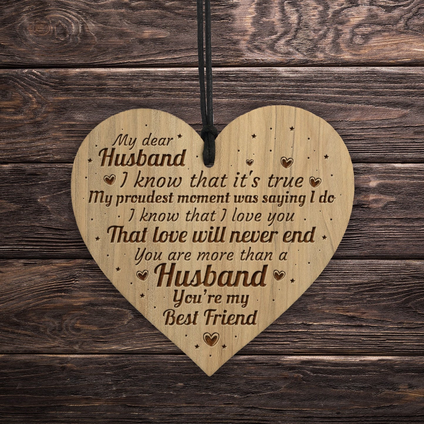 Anniversary Birthday Christmas Gift For Husband Engraved Heart