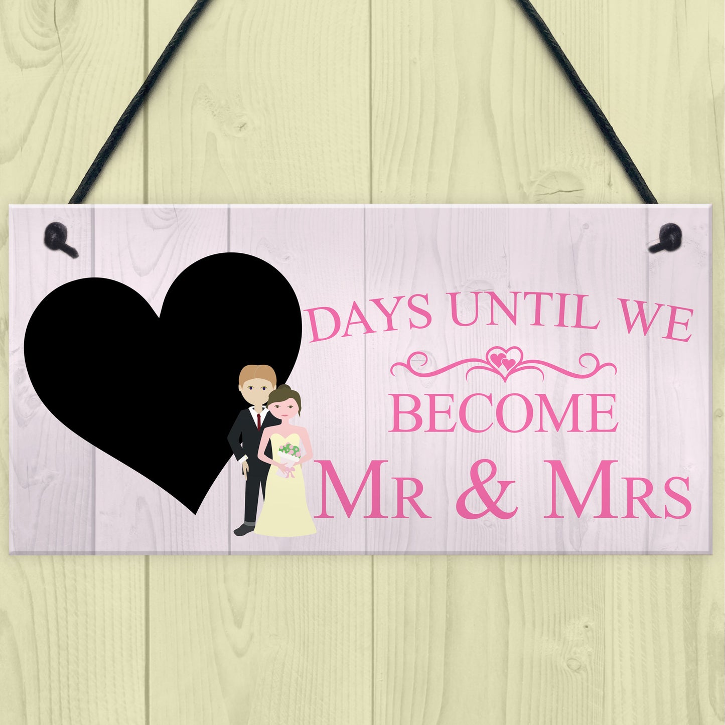 Countdown Days Unitl Mr & Mrs Couple Chalkboard Wedding Sign