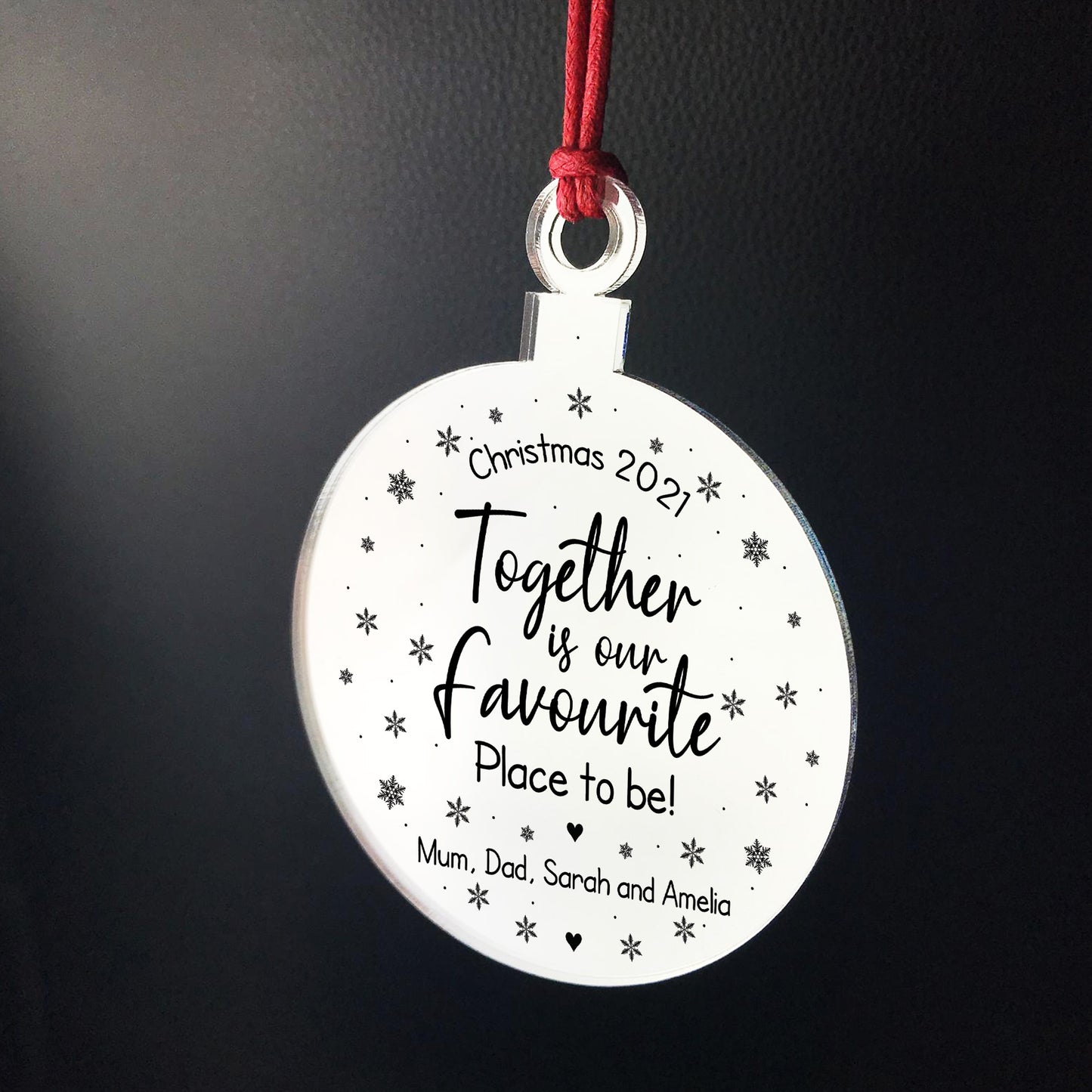 Personalised Christmas Bauble For Family Favourite Place Engrave