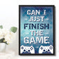 Blue Gaming Print Framed Gift For Gamer Son Dad Boys Bedroom