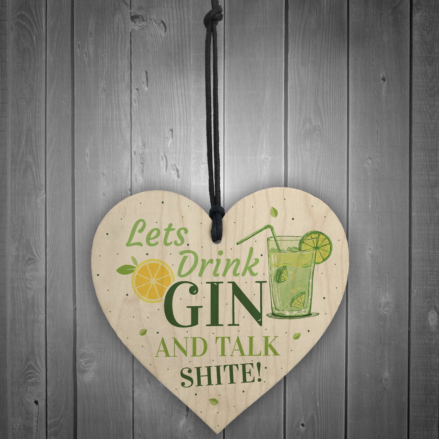 Drink Gin Novelty Handmade Wood Heart Alcohol Friendship Gift