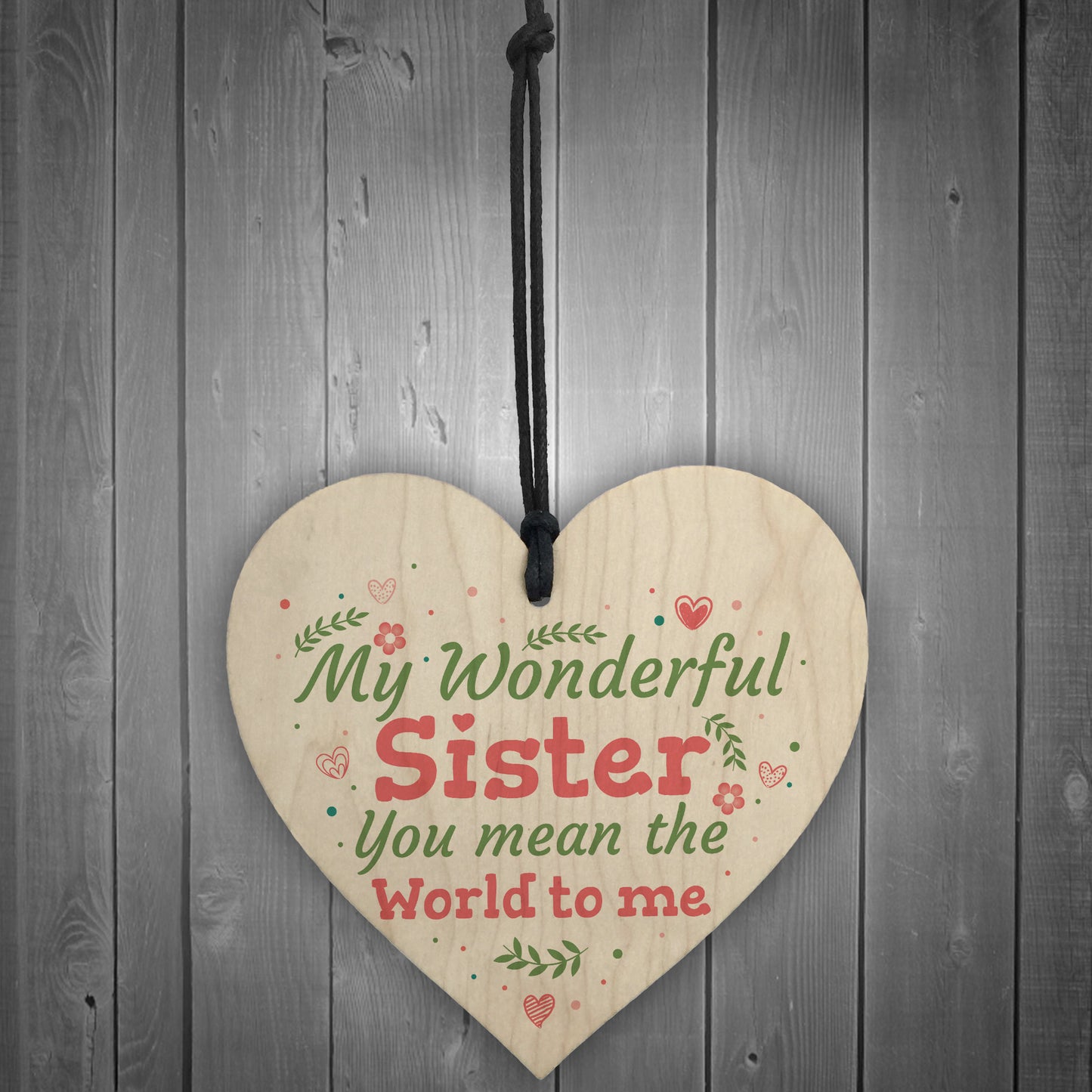 Wonderful Sister Friend Friendship Wooden Heart Plaque Sign Gift