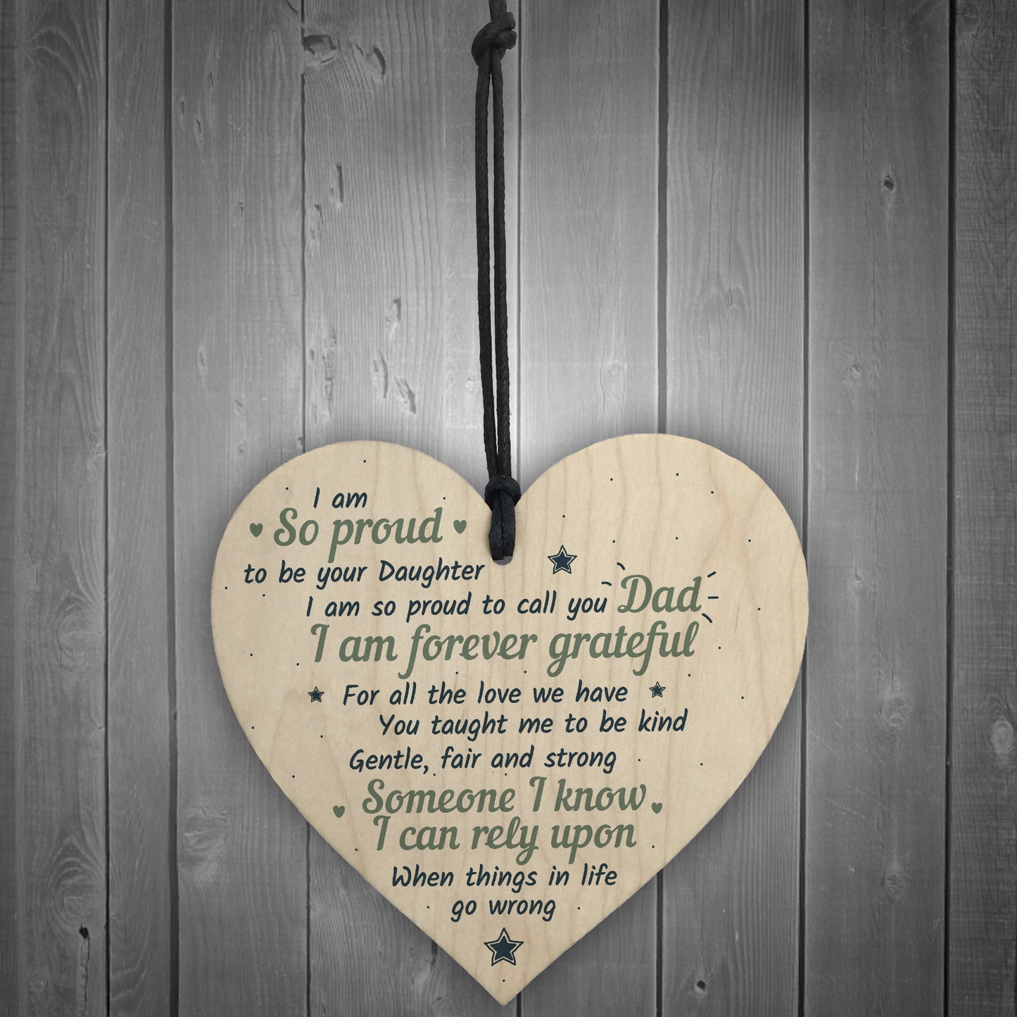 Fathers Day Birthday Gift For Dad Daddy Wood Heart Sign Daughter