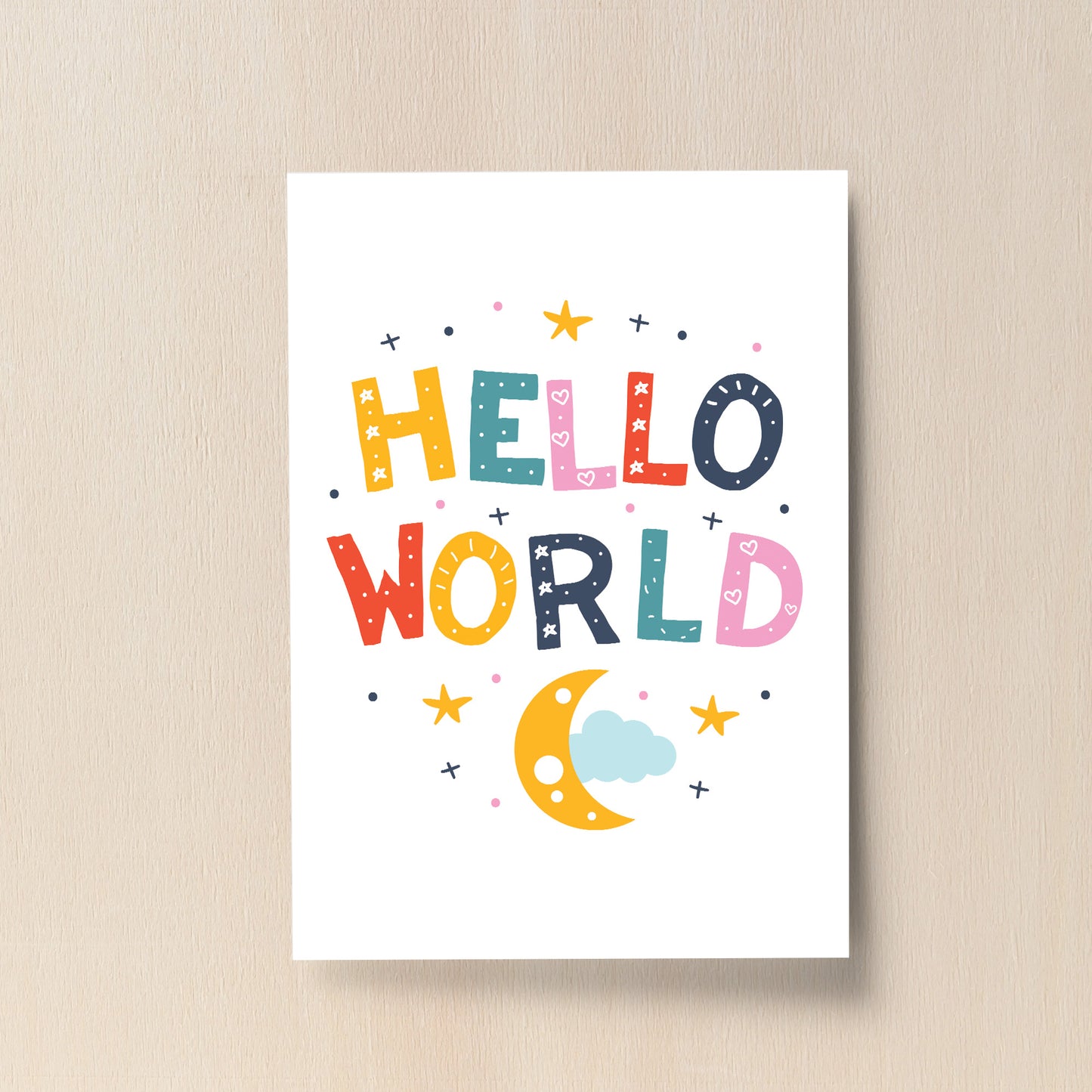Nursery Print Hello World Baby Kids Room Pictures Wall Art Decor
