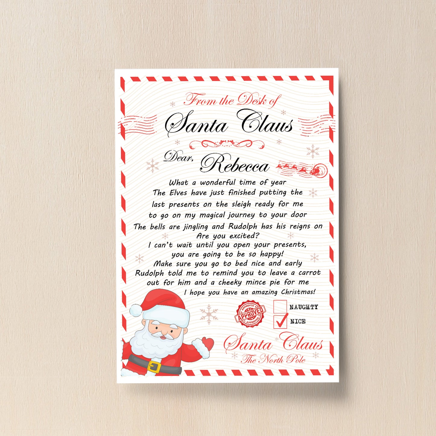 Personalised Letter From Santa Nice List Certificate Daughter