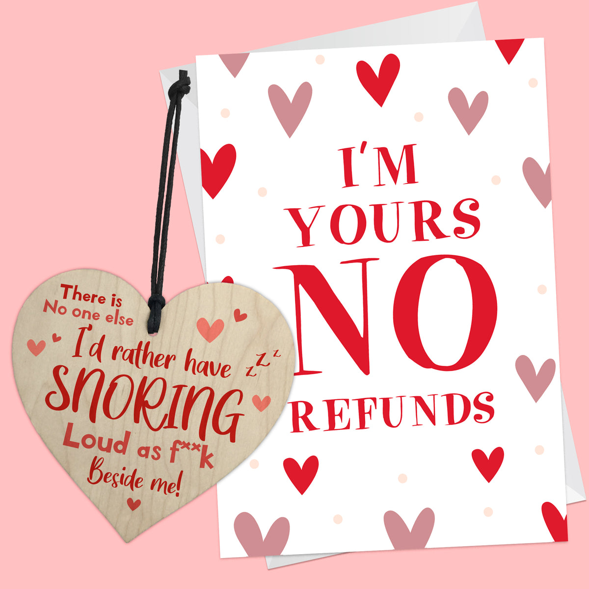 Funny Valentines Anniversary Card and Wood Heart For Him Her