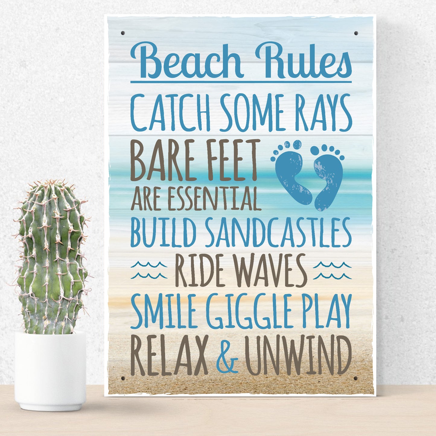 Beach Rules Seaside Nautical Hanging Wall Sign Plaque Decor Gift
