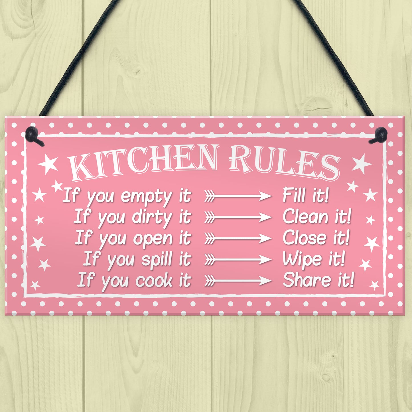 Kitchen Rules Polka Dot Funny Home Decorative Hanging Plaque
