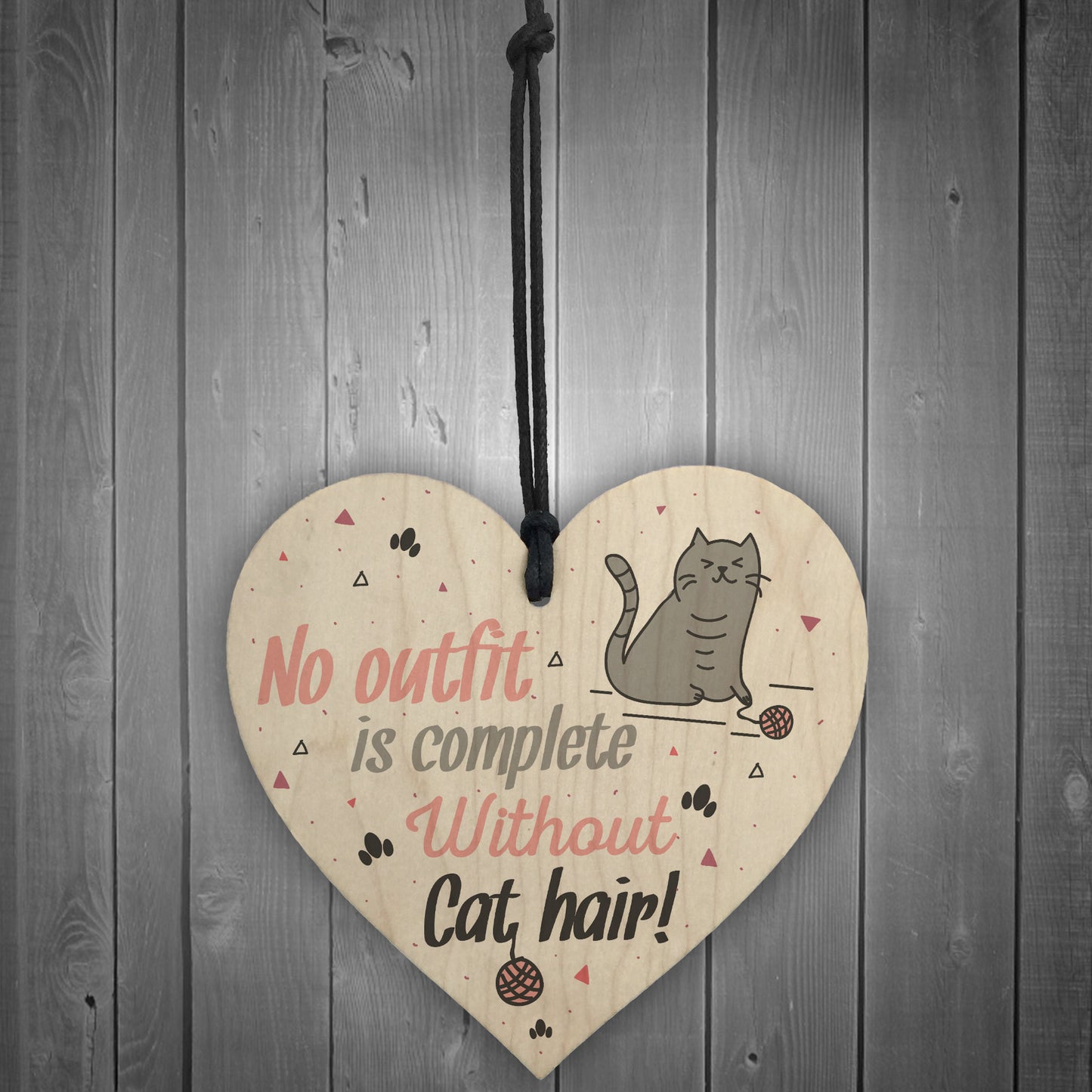 Cute Funny CAT Gift Idea Animal Lover Wooden Hanging Heart Sign