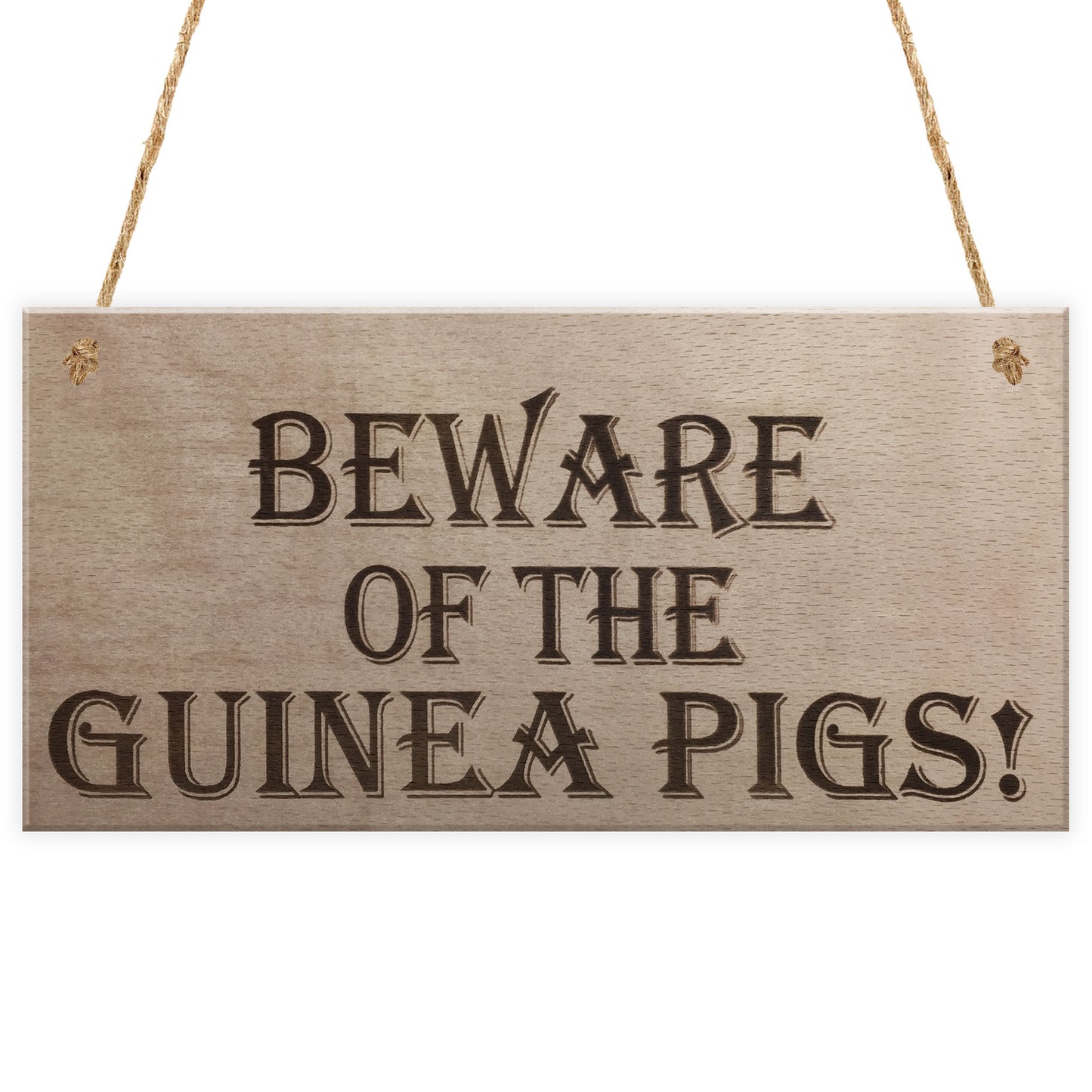 Beware Of The Guinea Pigs Wooden Hanging Plaque Sign Gift
