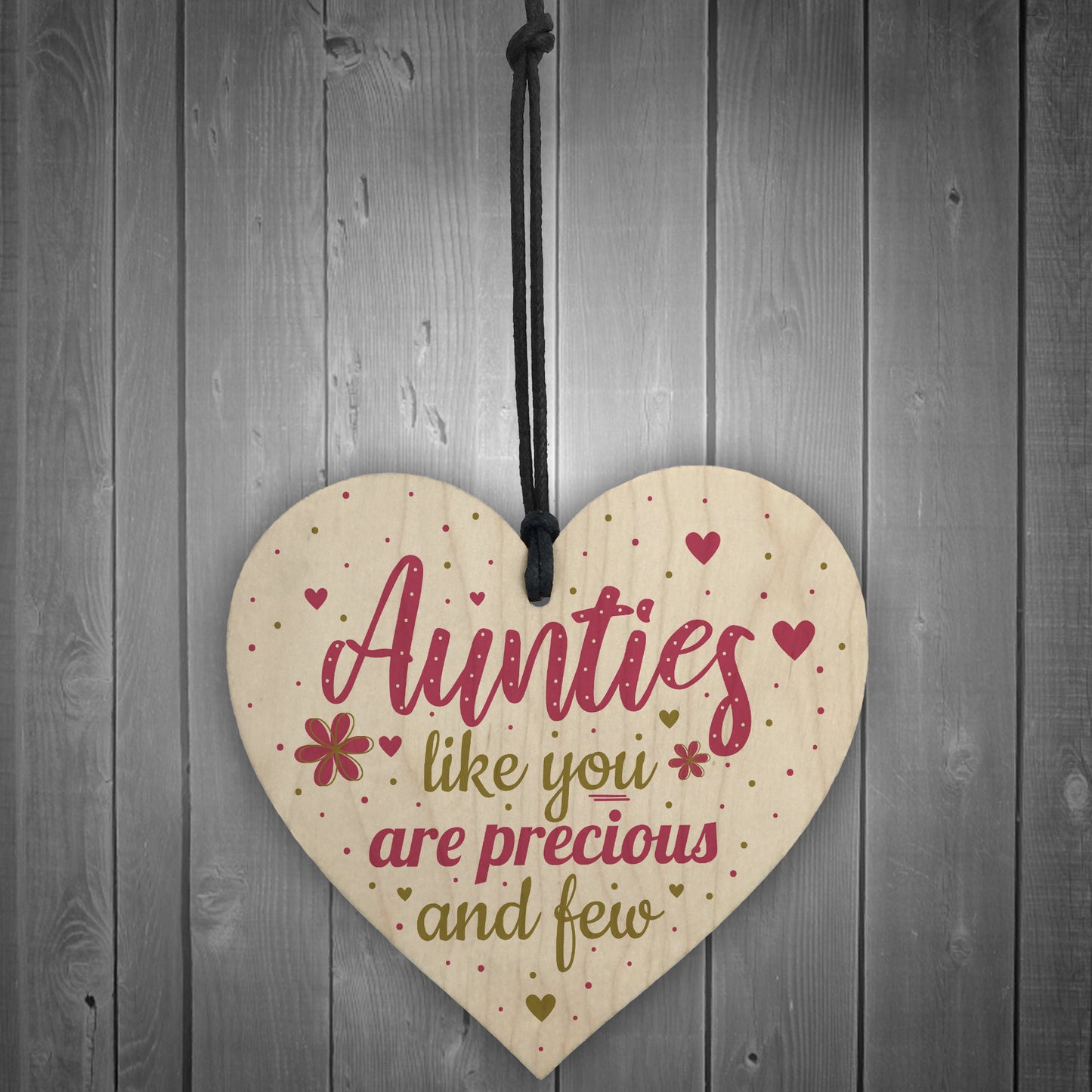 Handmade Auntie Gift Wooden Heart Plaque Birthday Thank You Gift