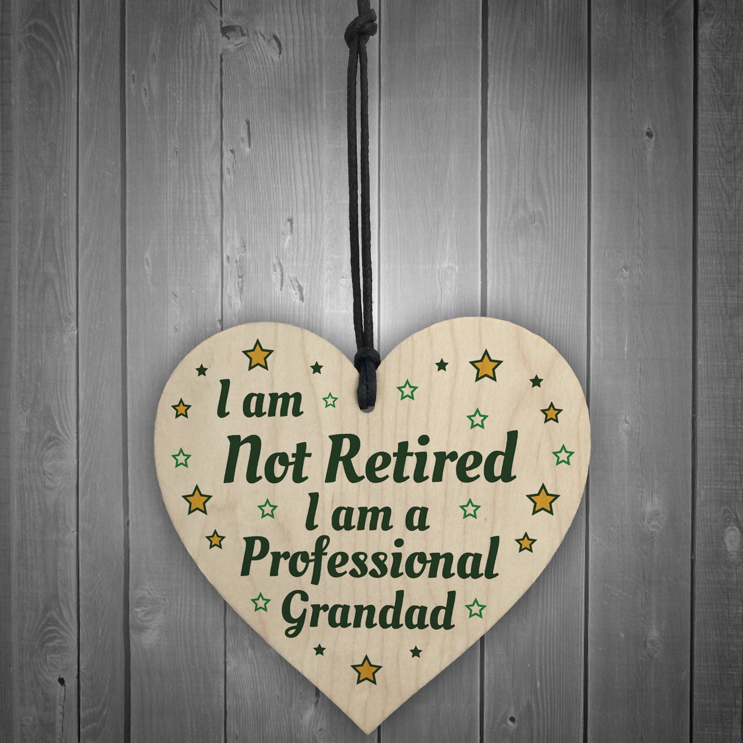 Funny Grandad Gift Wood Heart Not Retired Birthday Gift