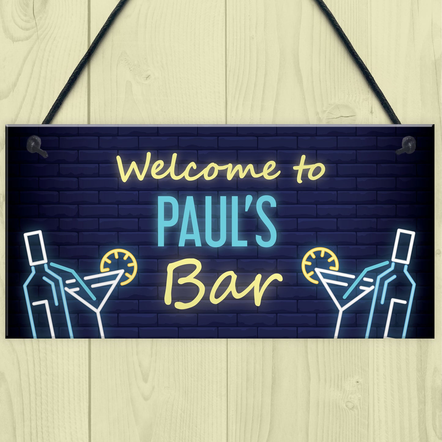 Personalised Home Bar Hanging Decor Sign Garden Cocktail Bar
