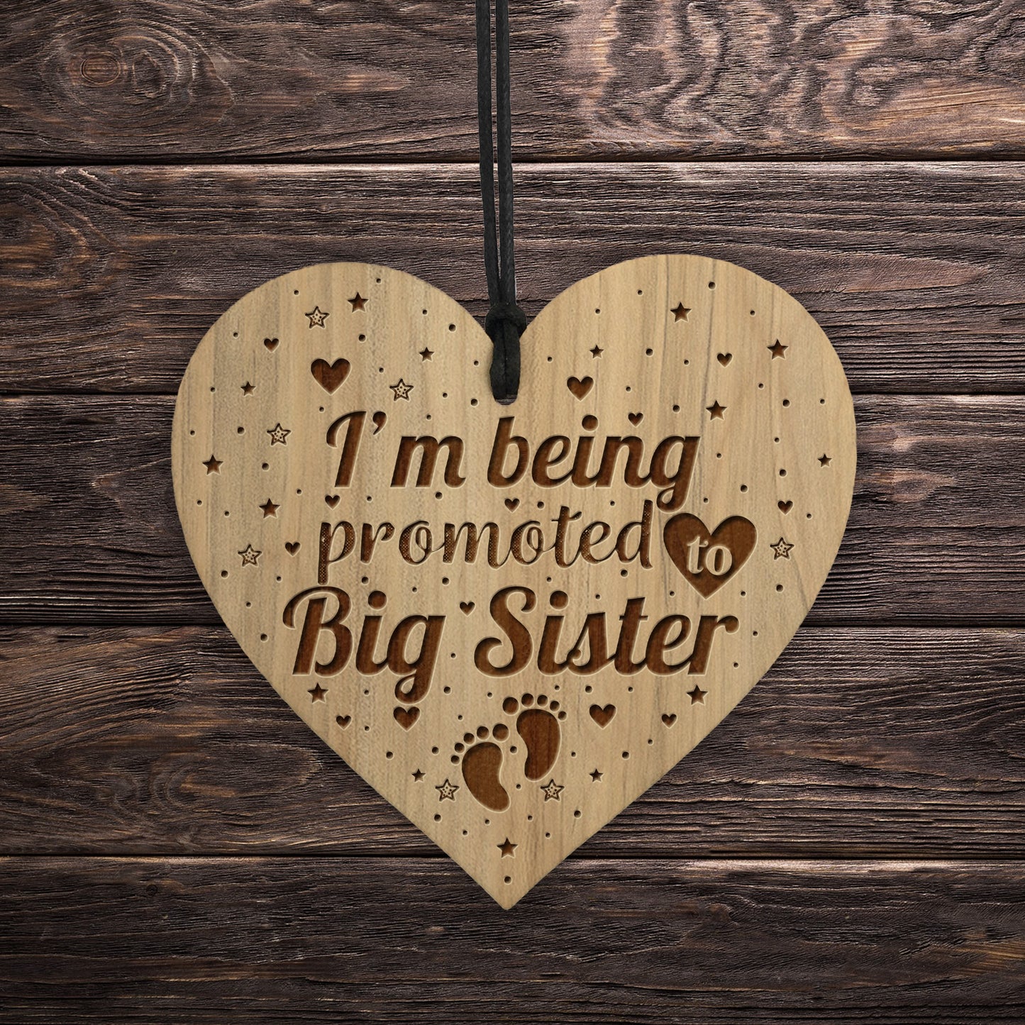 Big Sister Gift Pregnancy Announcement Gift Engraved Wood Heart
