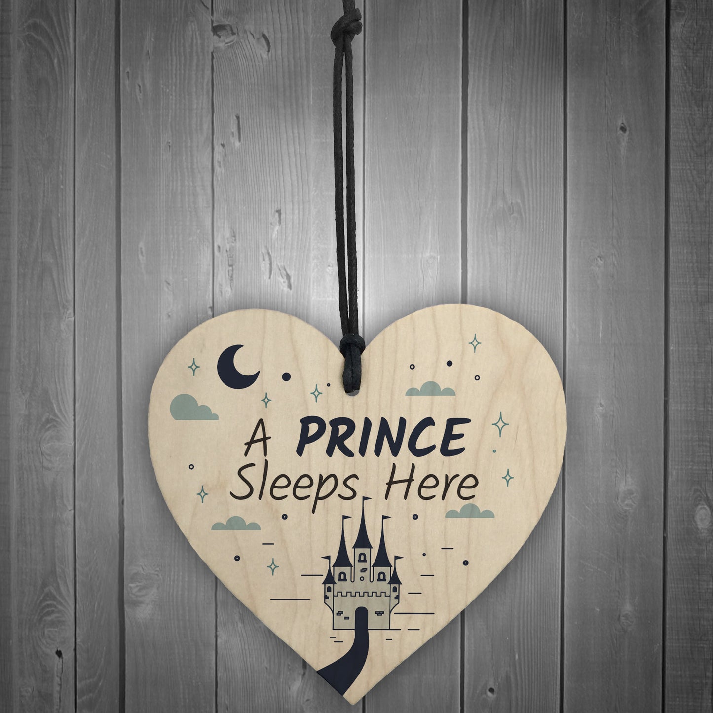 Prince Sleeps Here Plaque Boys Bedroom Accessory Blue Kids Wall