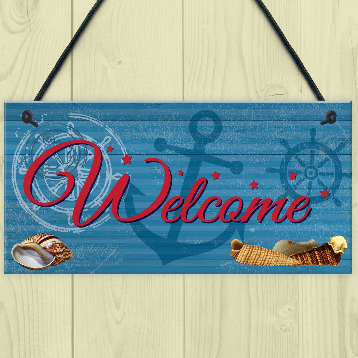 Welcome Nautical Seaside Marine Themed Home Gift Hanging Plaque