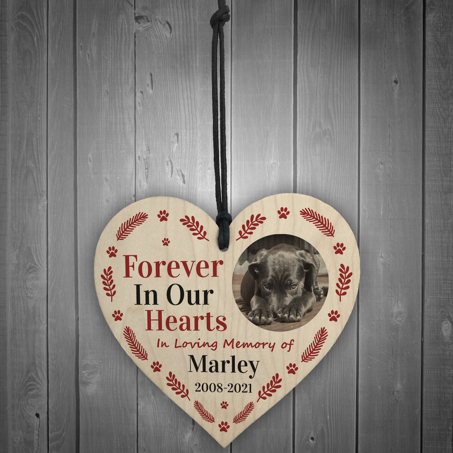 Memorial Gift For Dog Pet Wooden Heart Personalised Decoration