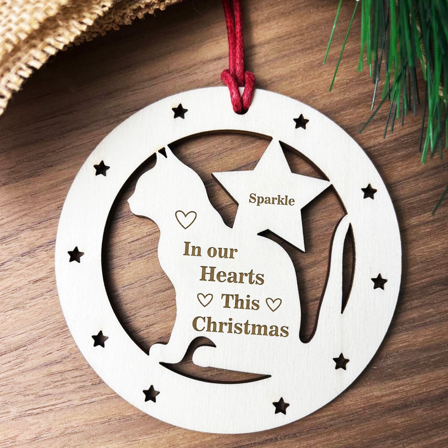 Cat Memorial Christmas Decoration Personalised Remembrance Gift