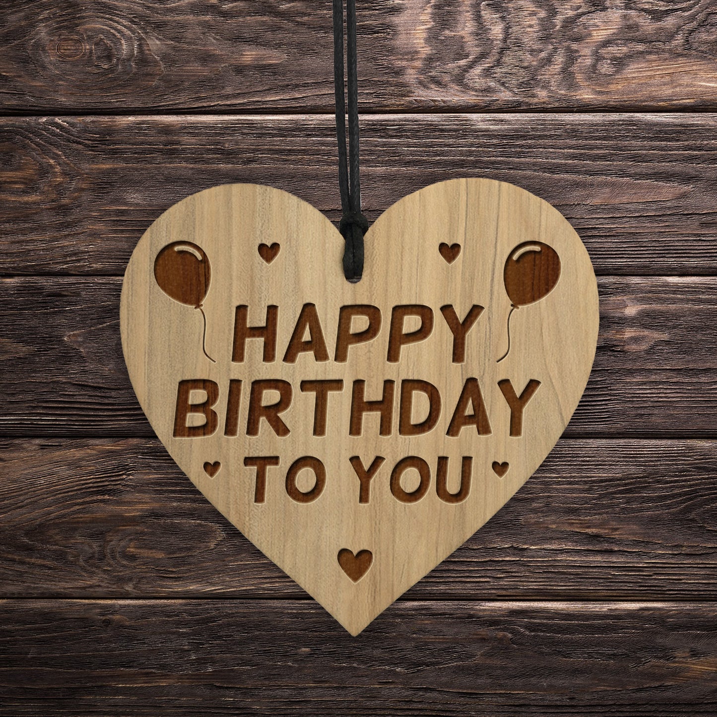 Birthday Gift For Him Her Wood Engraved Heart HAPPY BIRTHDAY