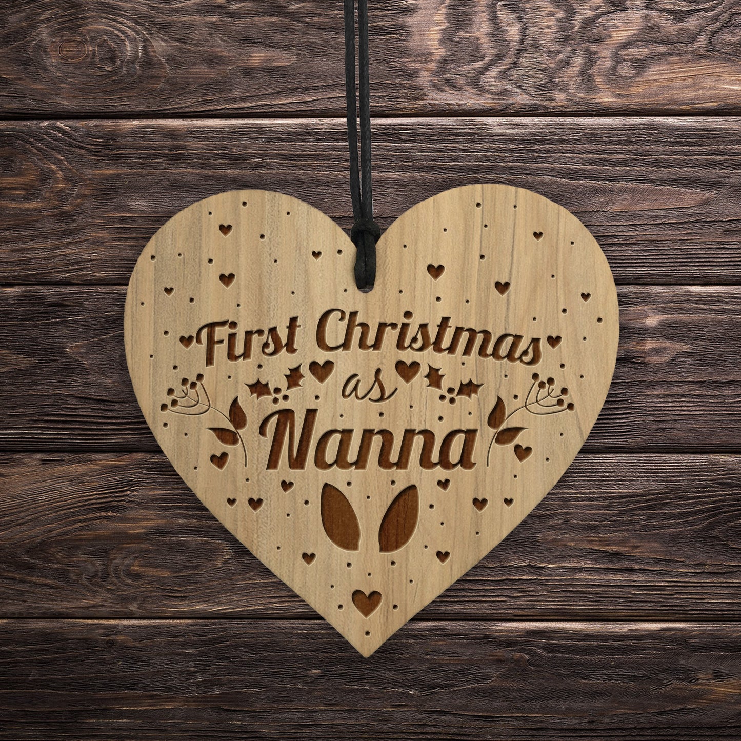 First Christmas Nanna Wooden Engraved Bauble Gift For Nanna